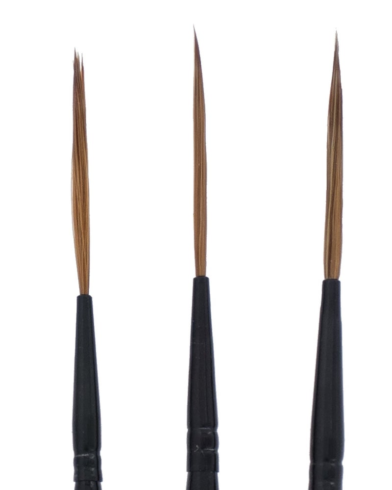 Mack Brush Andrew Mack Brush AMVD-MS-Set Von Dago Mini Saber Set of 3 Pinstriping Brushes Sizes 00-1 - Image 1